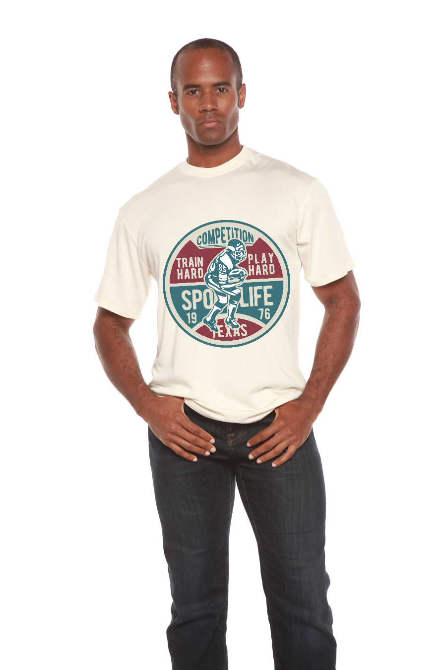 Football Competition Men's Bamboo Viscose/Organic Cotton Short Sleeve Graphic T-Shirt