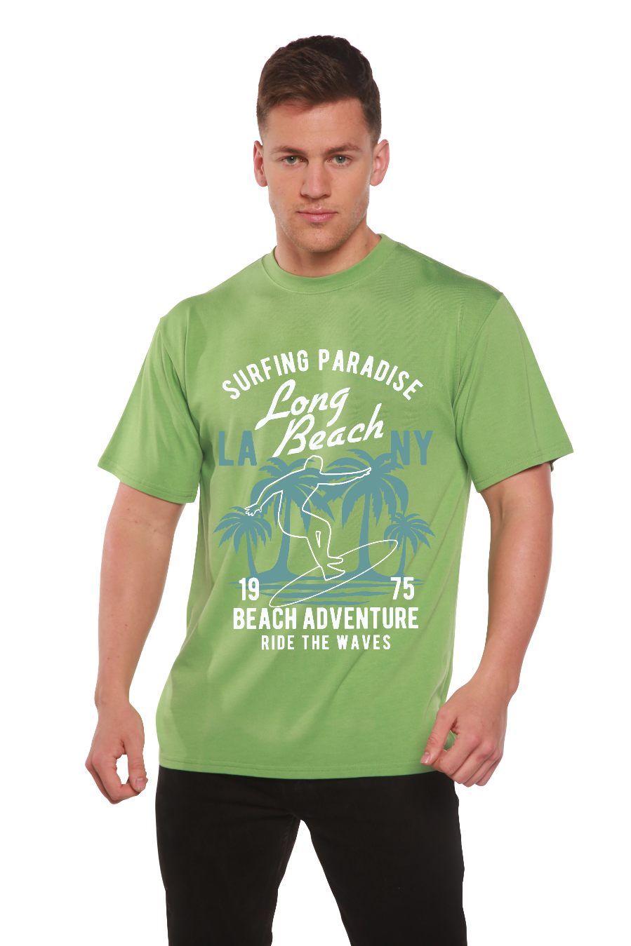 Long Beach Men's Bamboo Viscose/Organic Cotton Short Sleeve Graphic T-Shirt